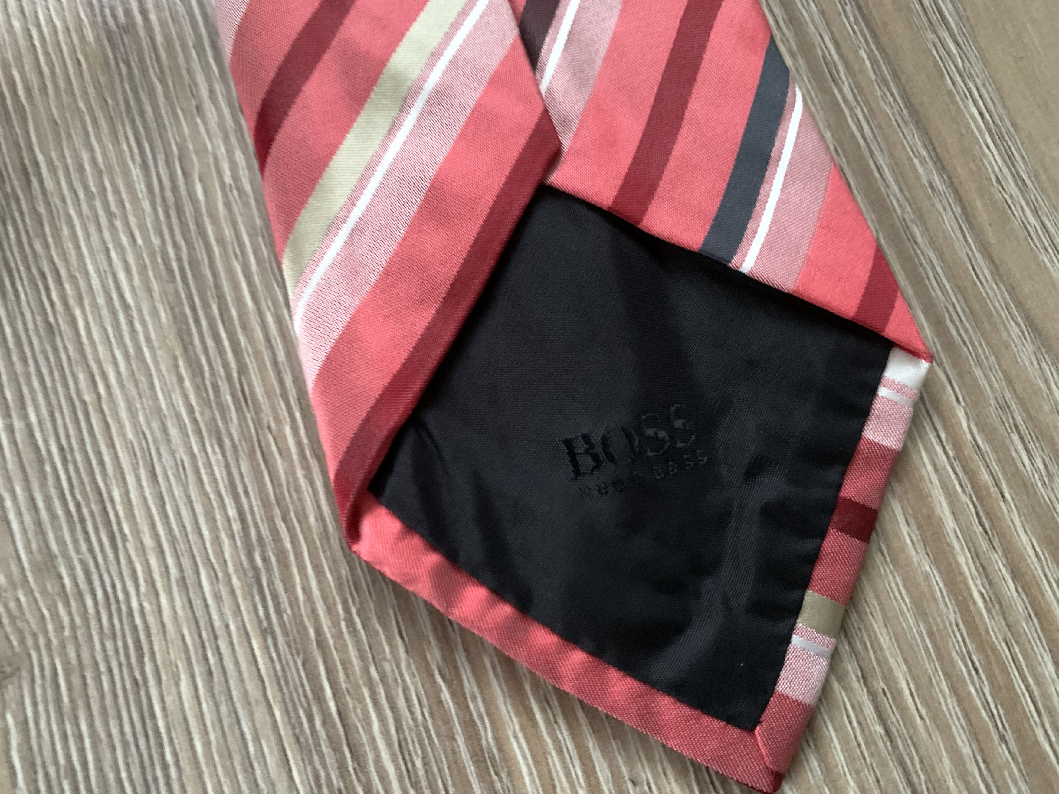 Hugo Boss Hugo Boss Pink Striped Silk Tie Size ONE SIZE - 7 Thumbnail