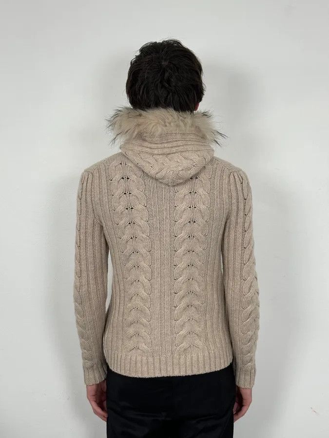 Daniele Alessandrini Daniele Alessandrini Beige Torsade Wool Faux Fur Sweater Size US S / EU 44-46 / 1 - 3 Thumbnail