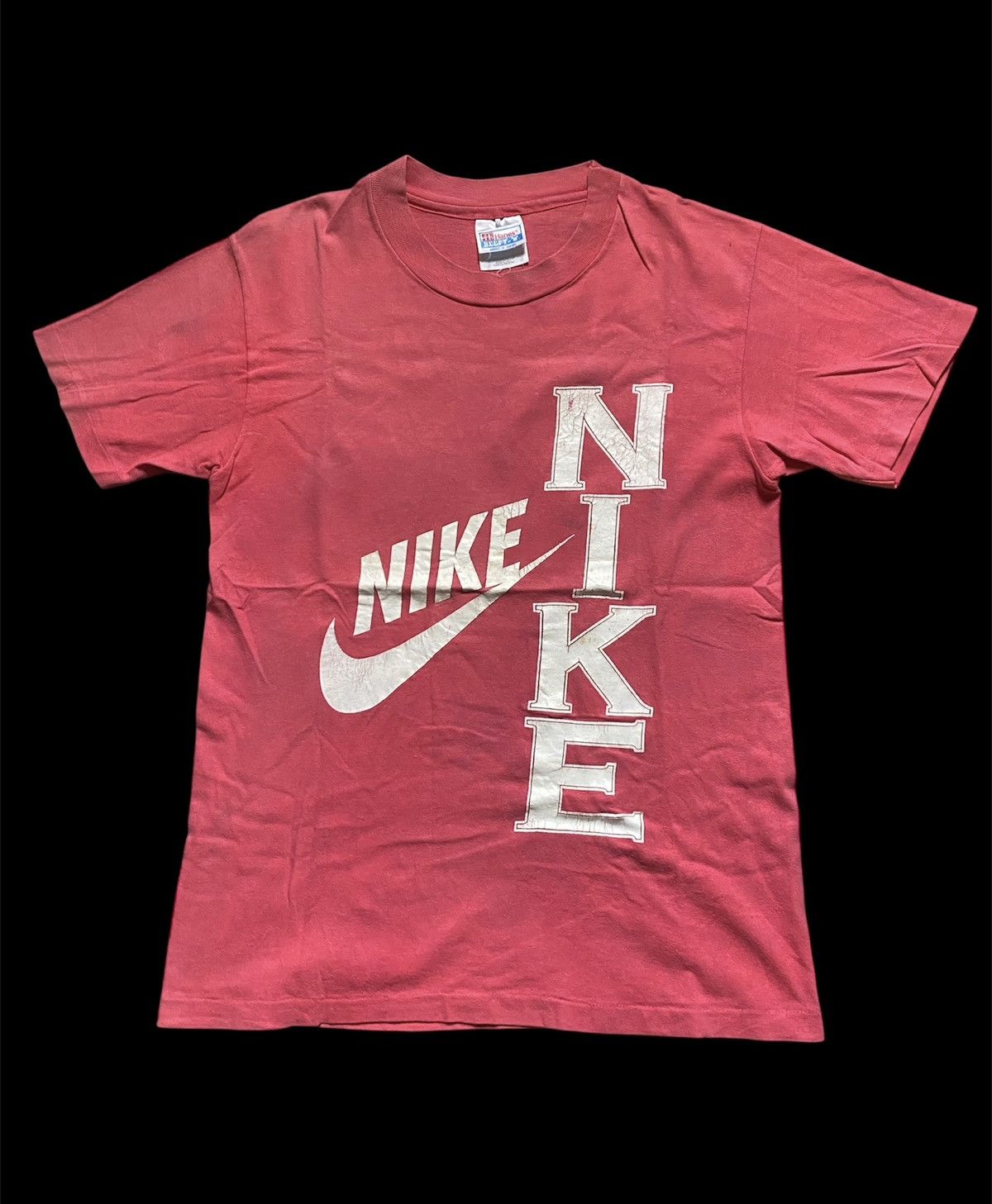 Nike Rare! Vintage 80s Nike Spellout Big Logo Hanes Tag T Shirt