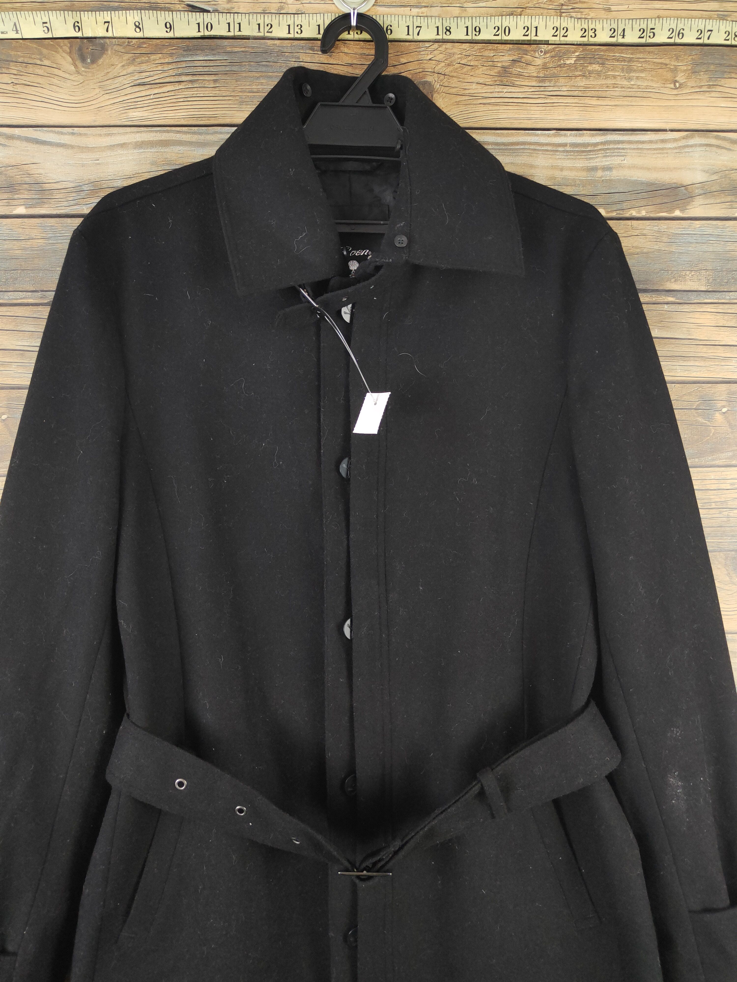 Roen Roen-Semantic Design Black Wool Coats #W2256 Size L / US 10 / IT 46 - 2 Thumbnail