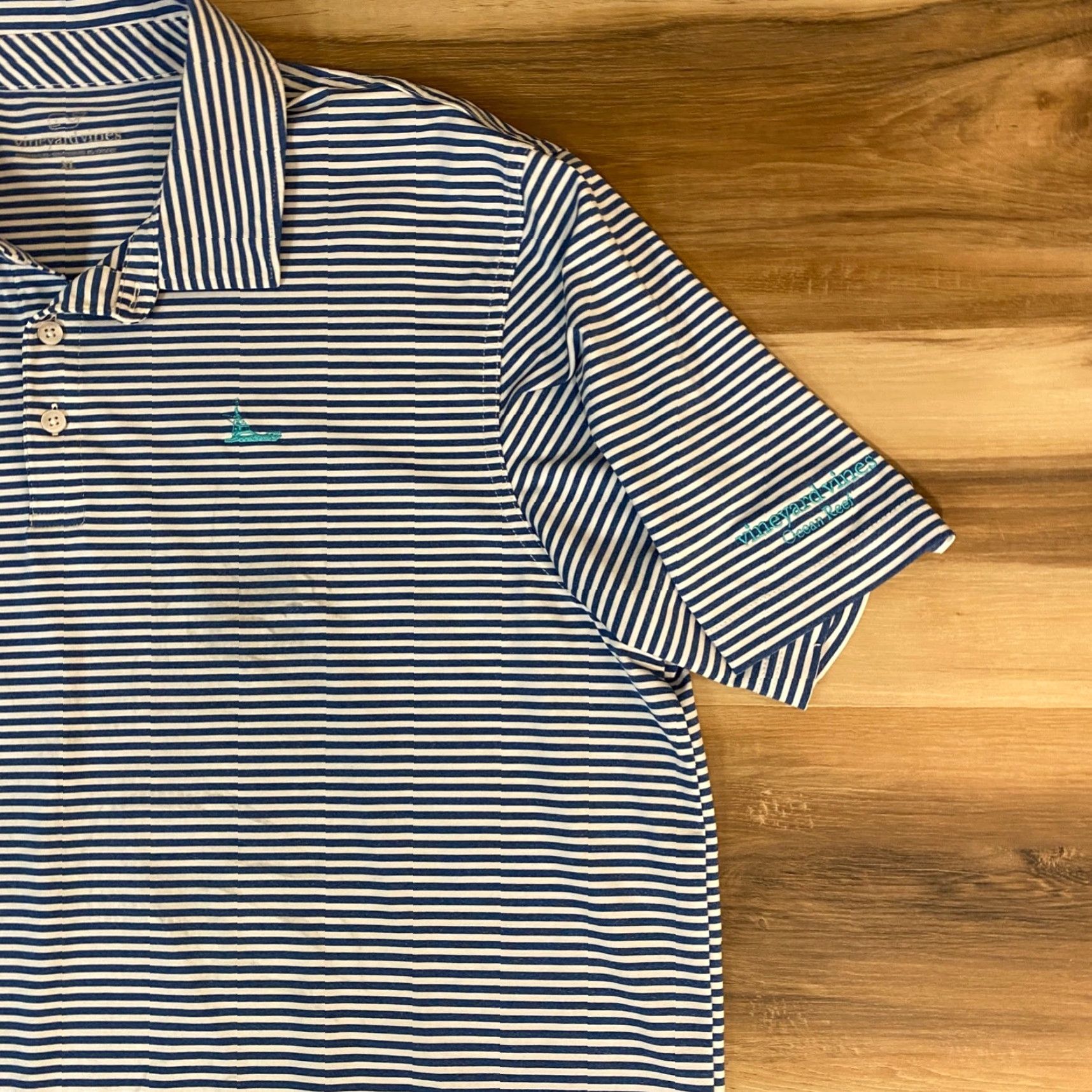 Vineyard Vines Vineyard Vines Polo Shirt Mens XL Performance Blue Striped Short Sleeve Polo Shirt XL Blue Men's Golf Crewneck? Size US XL / EU 56 / 4 - 3 Thumbnail