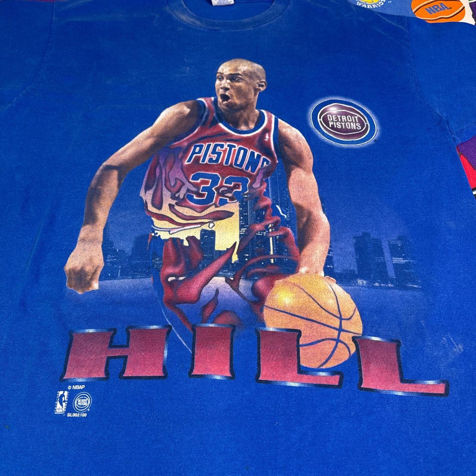 NBA × Salem Sportswear × Vintage VTG 1990s NBA Grant Hill Detroit Pistons Mens Sz XL X-Large Size US XL / EU 56 / 4 - 3 Thumbnail