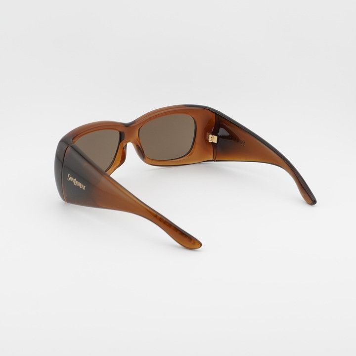 Saint Laurent Paris Saint Laurent SL901 HOWL 017 Sunglasses Shiny Brown Square Size ONE SIZE - 4 Thumbnail