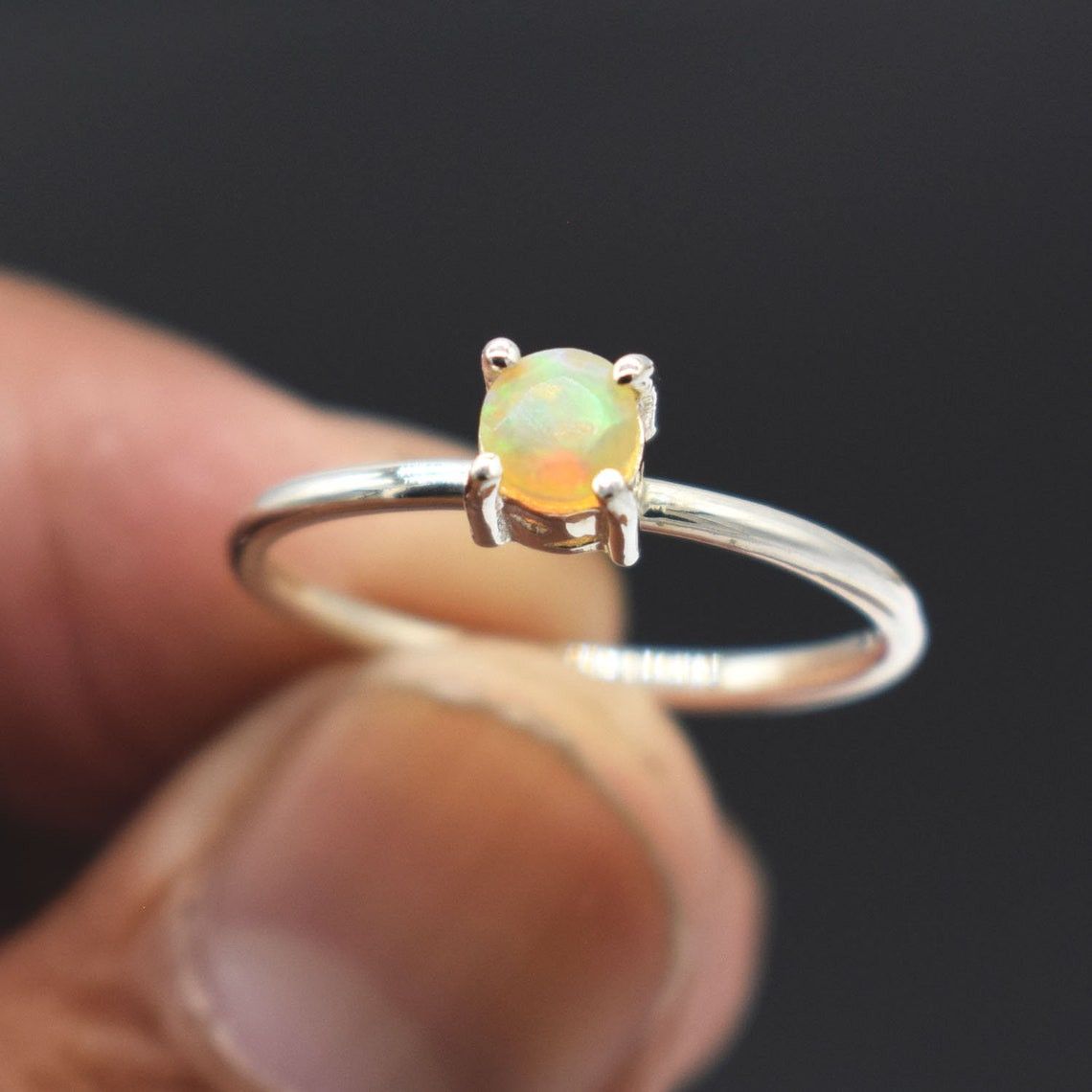 Handmade Ethiopian Opal Ring: October Birthstone, Sterling Silver Size ONE SIZE - 3 Thumbnail