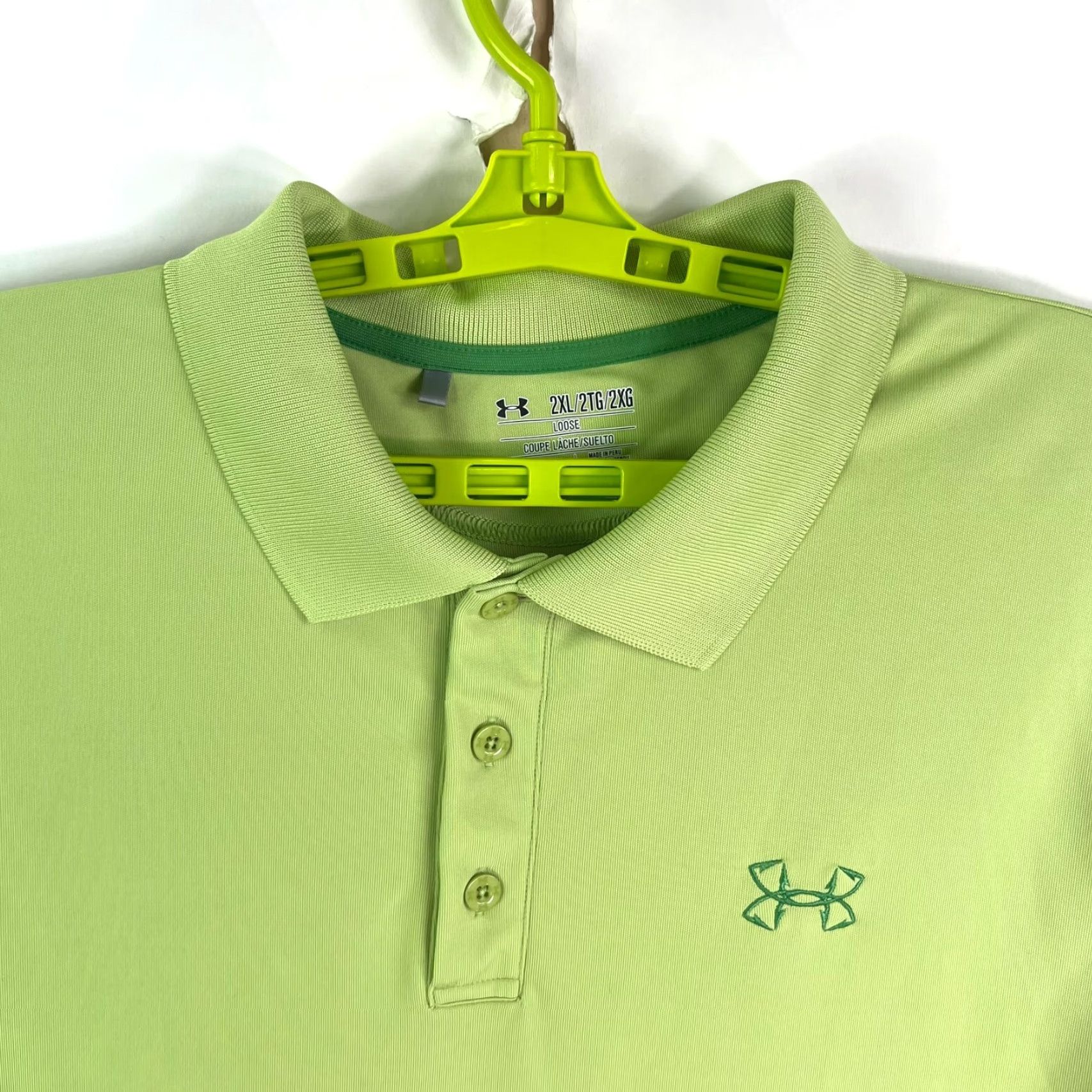 Under Armour Under Armour HeatGear Polo Shirt Mens 2XL Short Sleeve Green Polo, Collared, Pullover, Breathable, Stretch, Logo, Embroidered, 2XL, Regular Fit Size US XXL / EU 58 / 5 - 3 Thumbnail