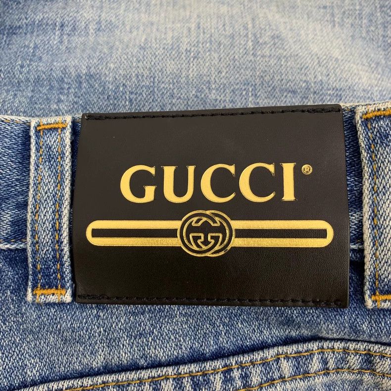 Gucci Gucci Blue strawberry letter embroidered cotton washed den Size 40" / US 18 - 5 Thumbnail