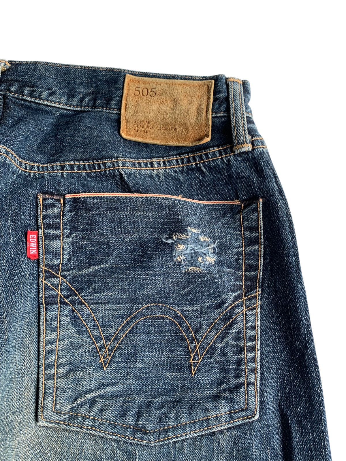 Edwin VINTAGE EDWIN 505 SELVEDGE RUSTY SHORT DISTRESSED DENIM Size US 33 - 12 Thumbnail