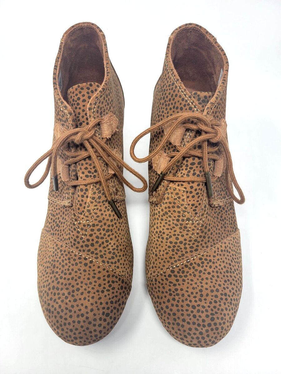 Toms TOMS Kala Wedge Booties Animal Print Suede Lace Up Sz 9.5 Size US 9.5 / IT 39.5 - 7 Thumbnail