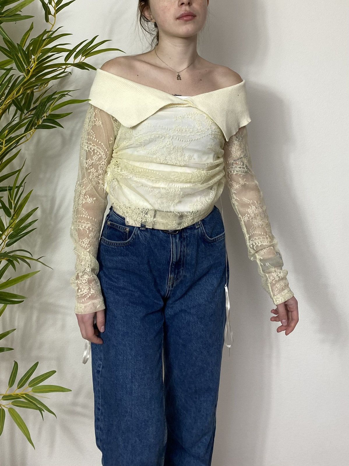 Vintage ISSEY MIYAKE STYLE MESH GUIPURE ON PUFFS LONGSLEEVE Size S / US 4 / IT 40 - 5 Thumbnail