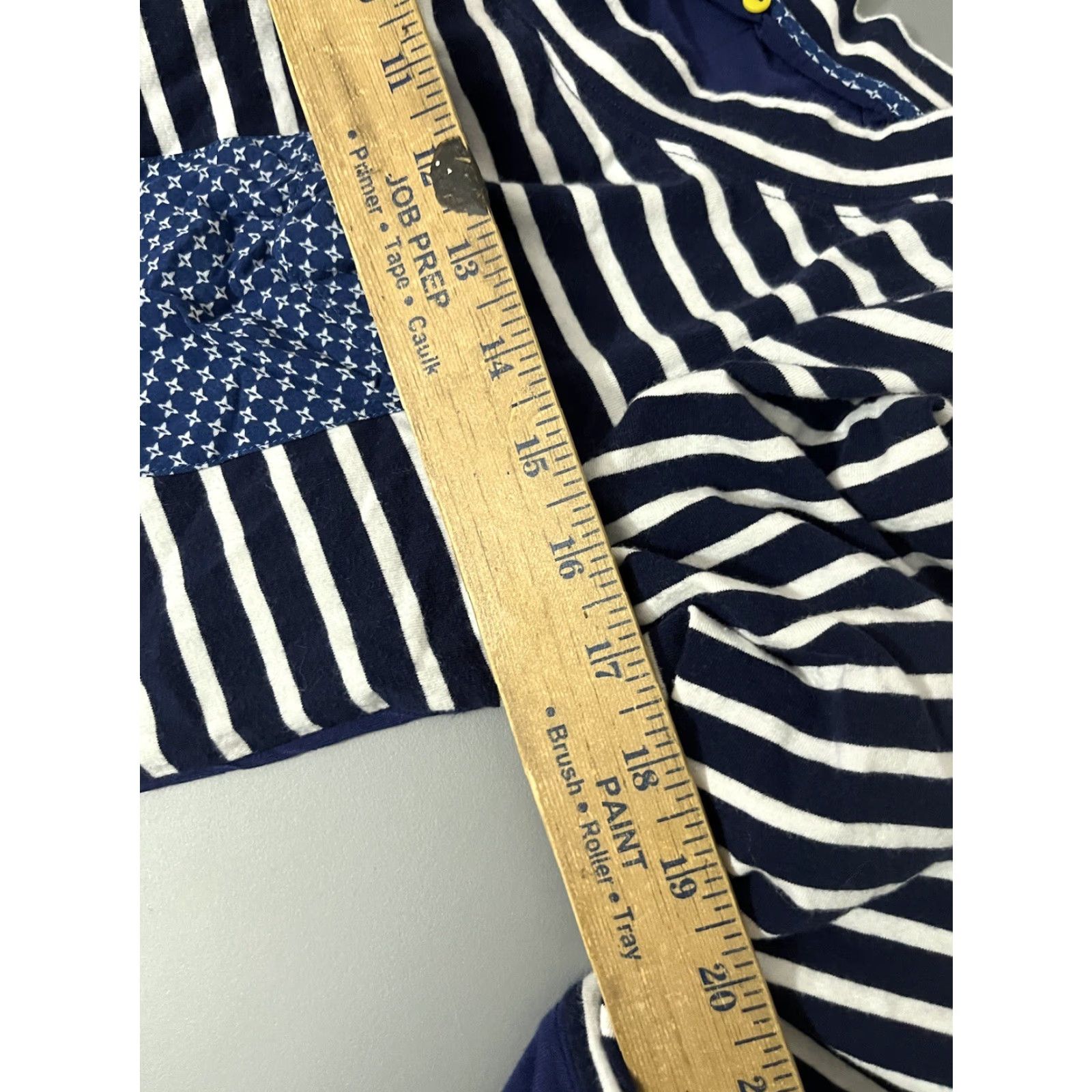 Vintage VINTAGE Little Yellow Button Blouse Blue Lagenlook Tunic 3/4 Sleeve Top Sz M Striped Size M / US 6-8 / IT 42-44 - 5 Thumbnail
