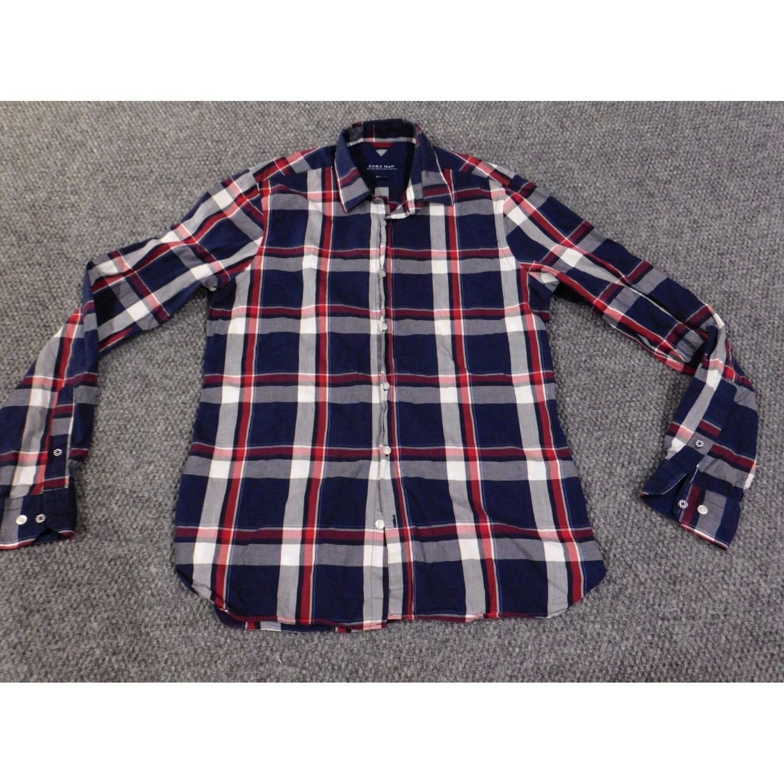 Zara Zara Shirt Slim Blue Button-Up Casual Geometric Knit Cotton Button-Down Collar Mens Small Size US S / EU 44-46 / 1 - 4 Thumbnail