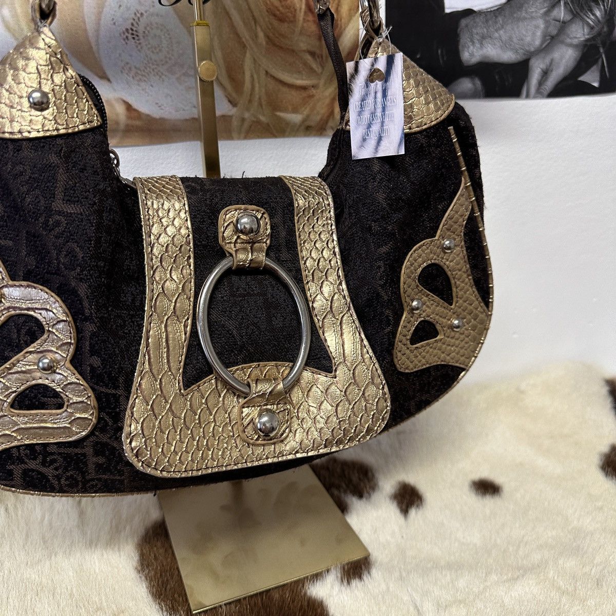 Vintage Vintage gold & brown shoulder bag Size ONE SIZE - 4 Thumbnail