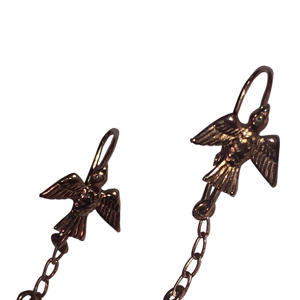 Designer Mexican Swallow Bird 8 KT Gold Dangle Ball Earrings Size ONE SIZE - 2 Thumbnail