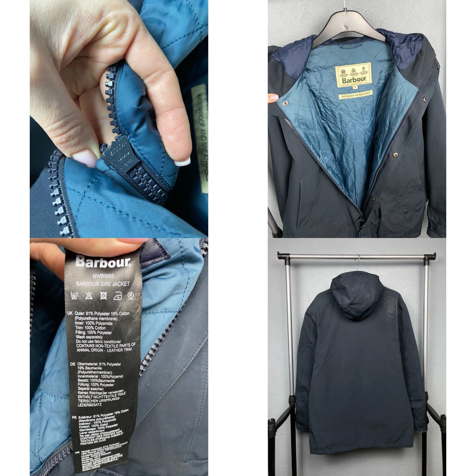 Barbour Barbour Jacket Mens Sire Waterproof Light Size M Blue Vintage 90s Rain Coat Mens Size US M / EU 48-50 / 2 - 8 Thumbnail