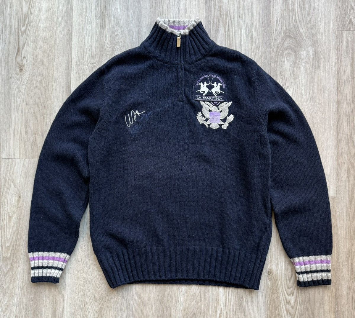 La Martina La Martina Navy Blue Wool Knit Sweater Size US XL / EU 56 / 4 - 1 Thumbnail