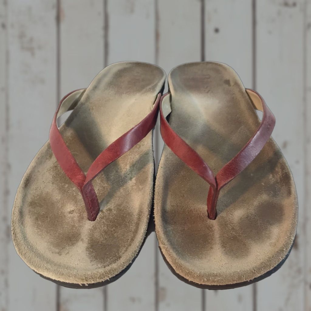 Vintage Bass Sunjunsoft Red Leather Flip Flops Womens Size 5 M Casual Travel Sandals Size US 5 / IT 35 - 1 Thumbnail