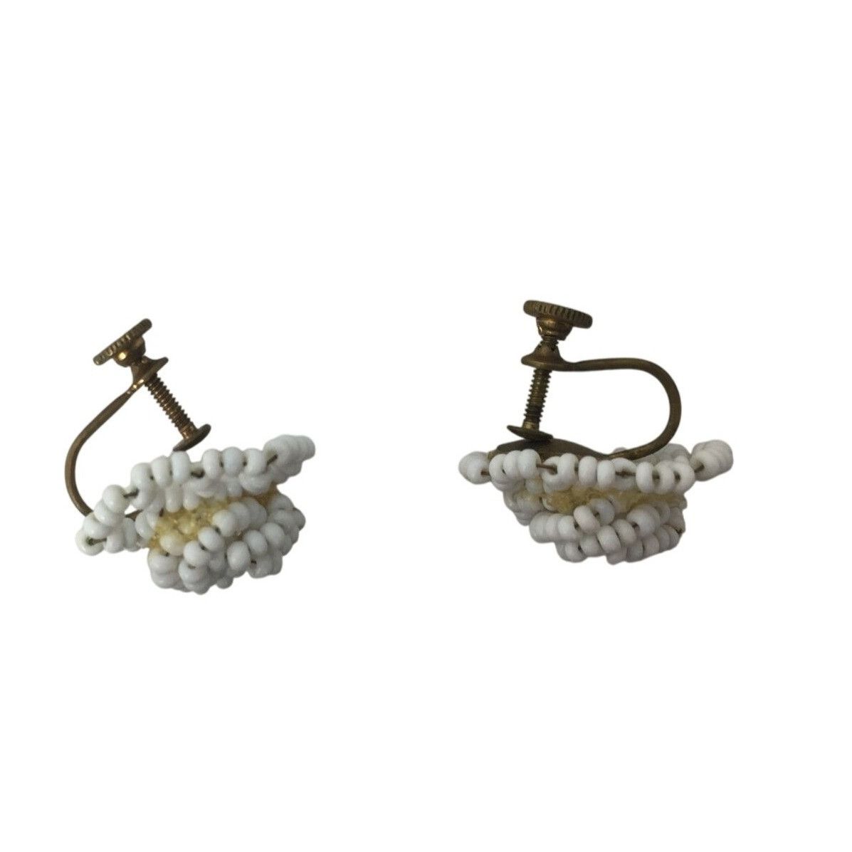 Other Vintage Women's White Beaded Screw Back Earrings Size ONE SIZE - 2 Thumbnail