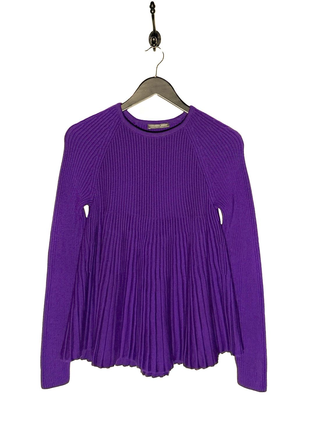 Alexander McQueen Alexander McQueen Royal Purple Ribbed Wool Flare Sweater Size S / US 4 / IT 40 - 1 Thumbnail