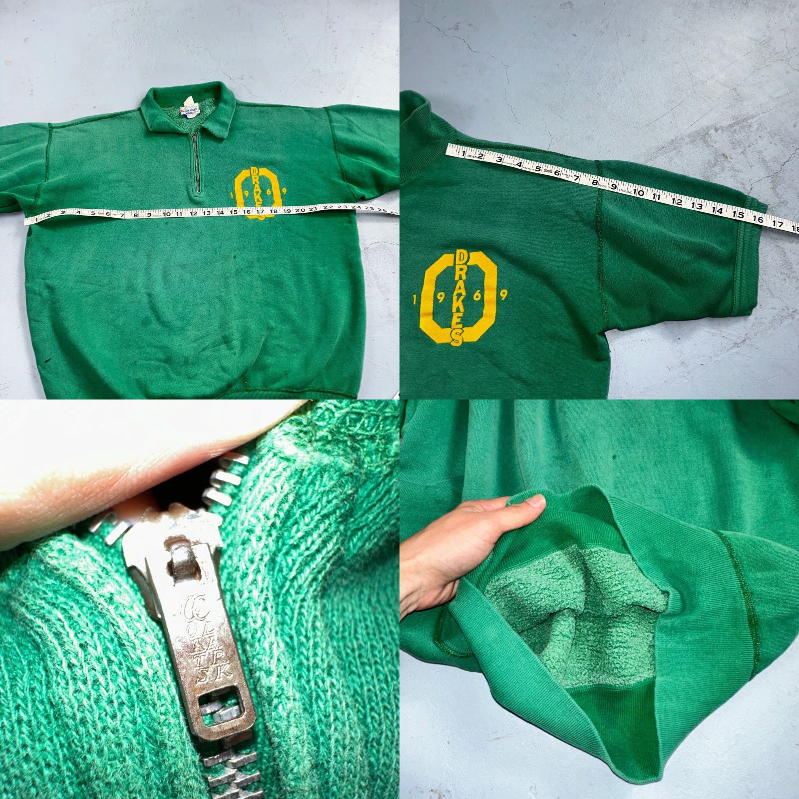 Champion VINTAGE Oregon Athletic Dept Track Sweatshirt Green Zip Pullover XL Mens 60s Rockabilly Ducks Size US XL / EU 56 / 4 - 8 Thumbnail
