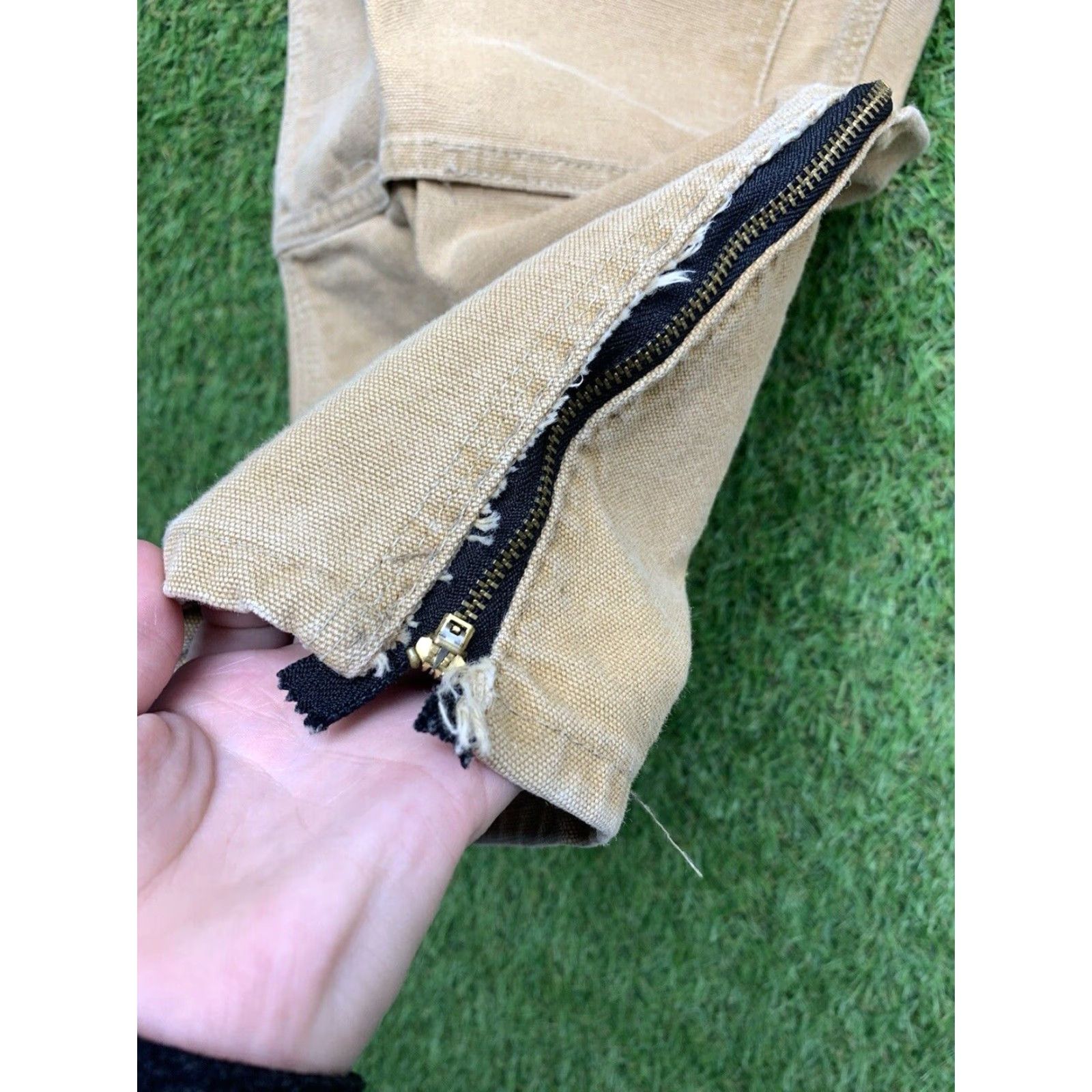 Carhartt VINTAGE Carhartt Double Knee Work Pants Mens 42 Adult 42x27 Brown Cotton Canvas Zig Zip Ankle 90s USA Made Carpenter Tapered Relaxed Mens Size US 42 / EU 58 - 6 Thumbnail