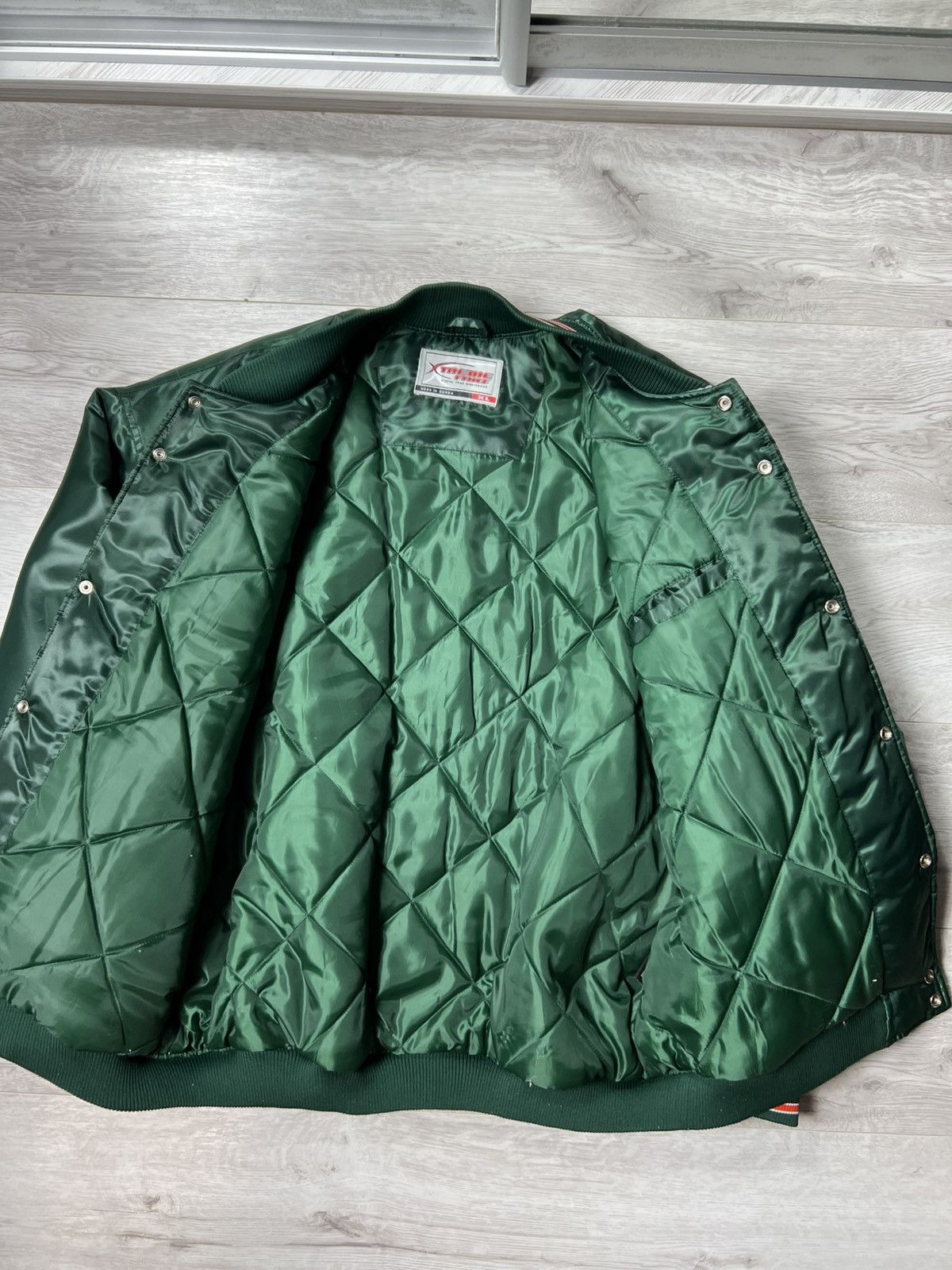 Starter Vintage 90s NCAA Miami Hurricanes Satin Snap Bomber Jacket Size US XL / EU 56 / 4 - 10 Thumbnail
