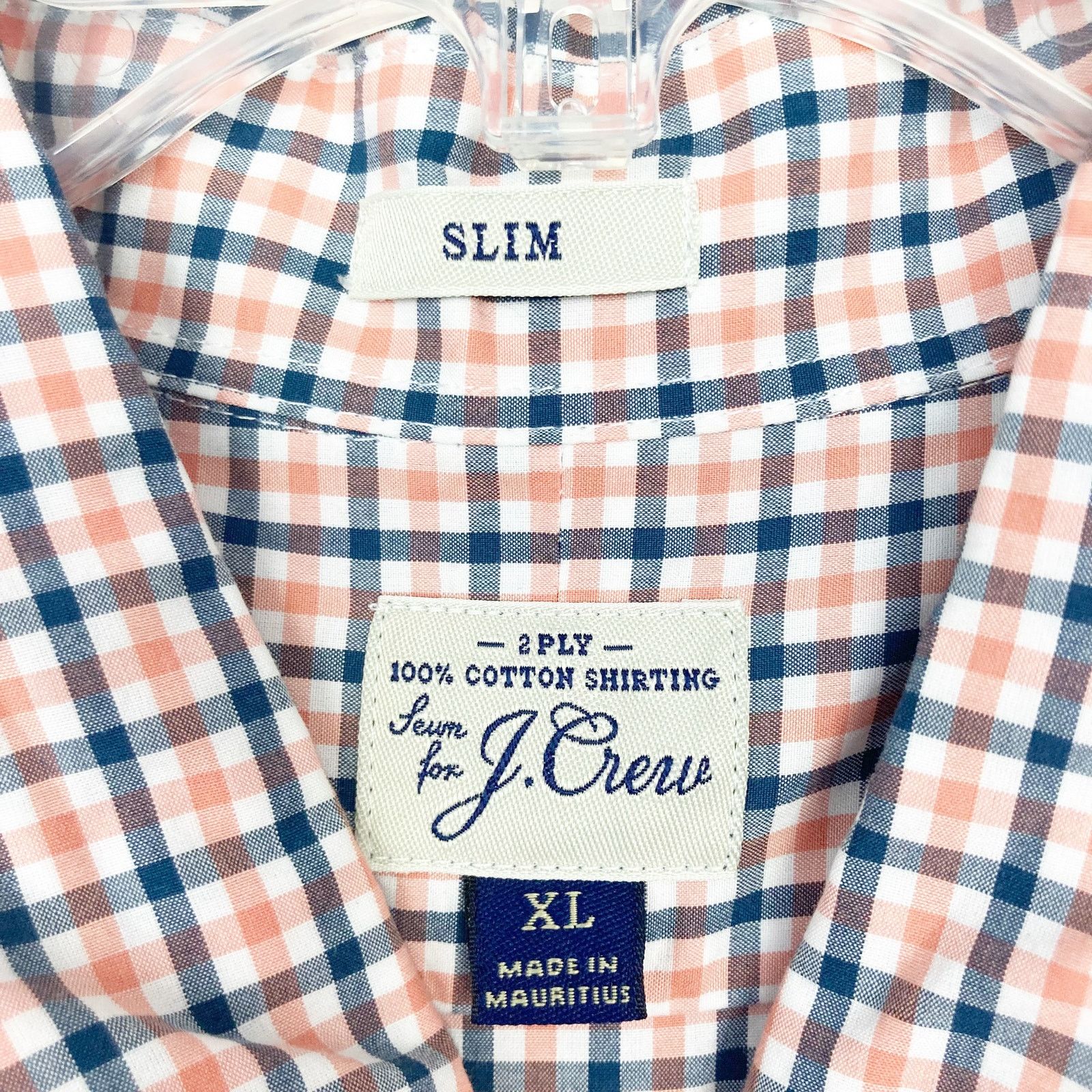 J.Crew J. Crew Blue Orange Plaid Slim Fit Long Sleeve Button Down Size US XL / EU 56 / 4 - 2 Thumbnail