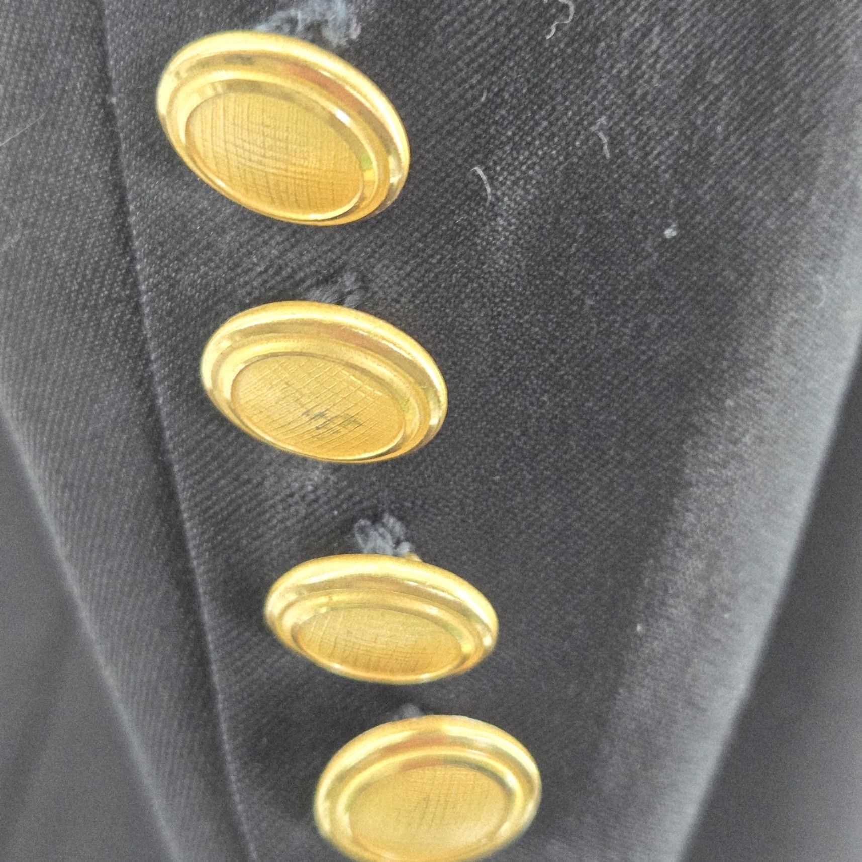 Hart Schaffner Marx Hart Schaffner Marx Gold Button Blazer Mens 44 Black Wool Single-Breasted Two-Button Notch Lapel Vintage: No Size 44R - 5 Thumbnail