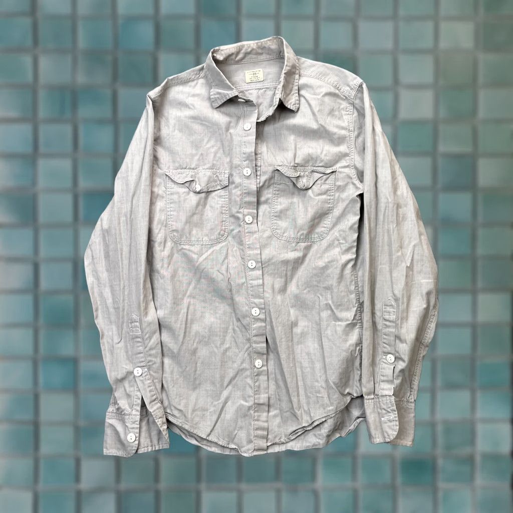 J.Crew J Crew Gray Dress Shirt Mens Small Button Up Business Office Wear 2 Ply Cotton Size 36R - 1 Thumbnail