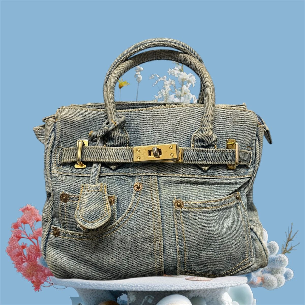 If Six Was Nine 🔥RARE⭐️Denim Blue BIRKIN Jeans Bag Size ONE SIZE - 2 Thumbnail