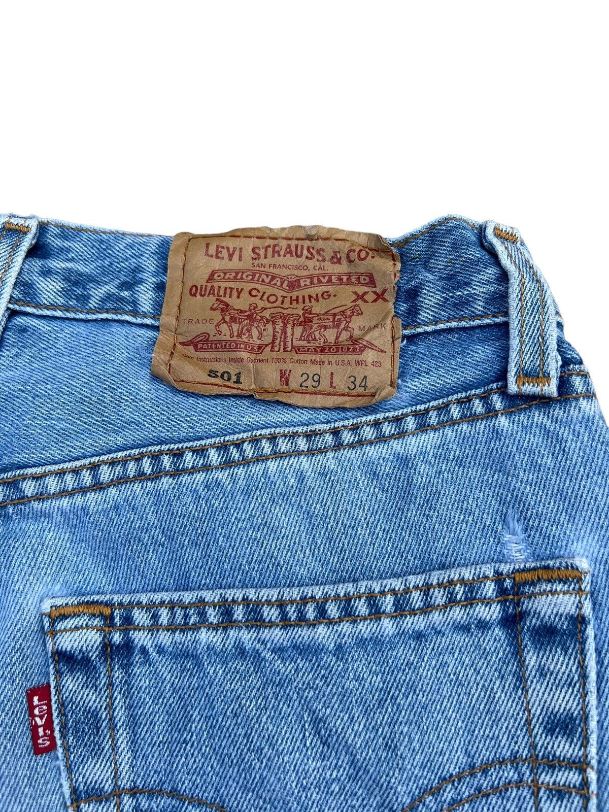 Levi's Vintage 1997 Levi’s 501 Usa Distressed Fade Blue Denim Jeans Size US 29 - 19 Thumbnail