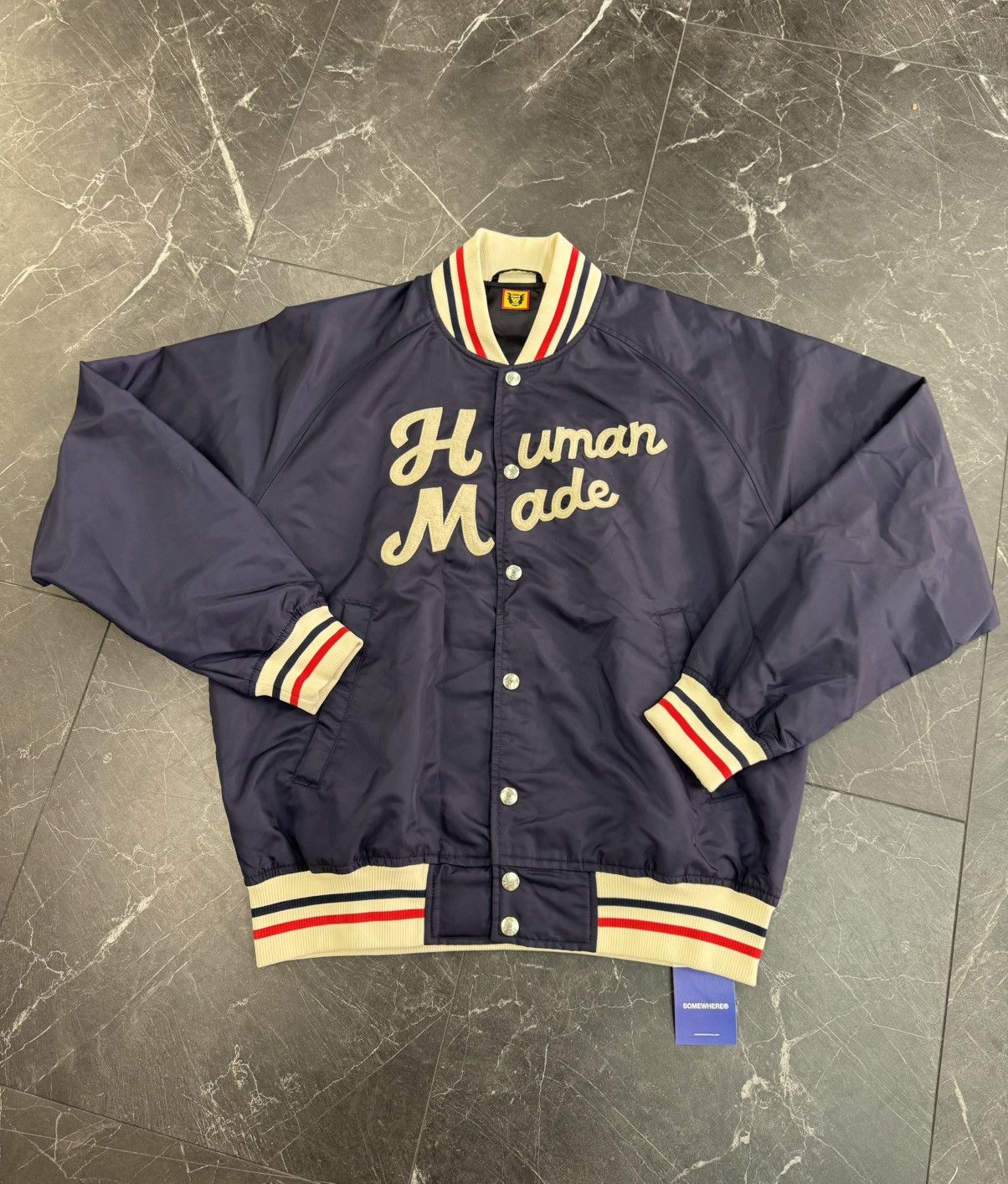 Human Made Brand New Human Made Navy Varsity Jacket | Grailed