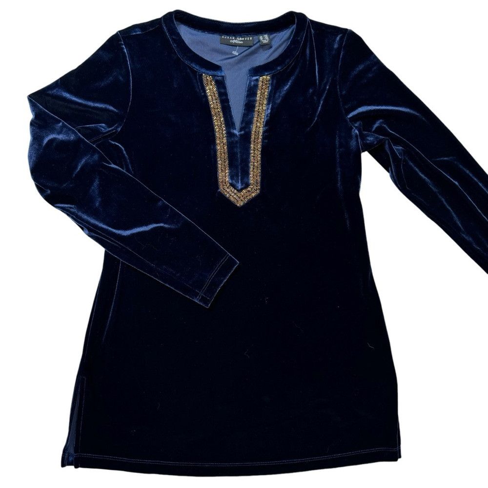Other New Susan Graver Artisan Velvet Knit Split Neck Tunic Size Size XXS / US 00 / IT 34 - 6 Thumbnail