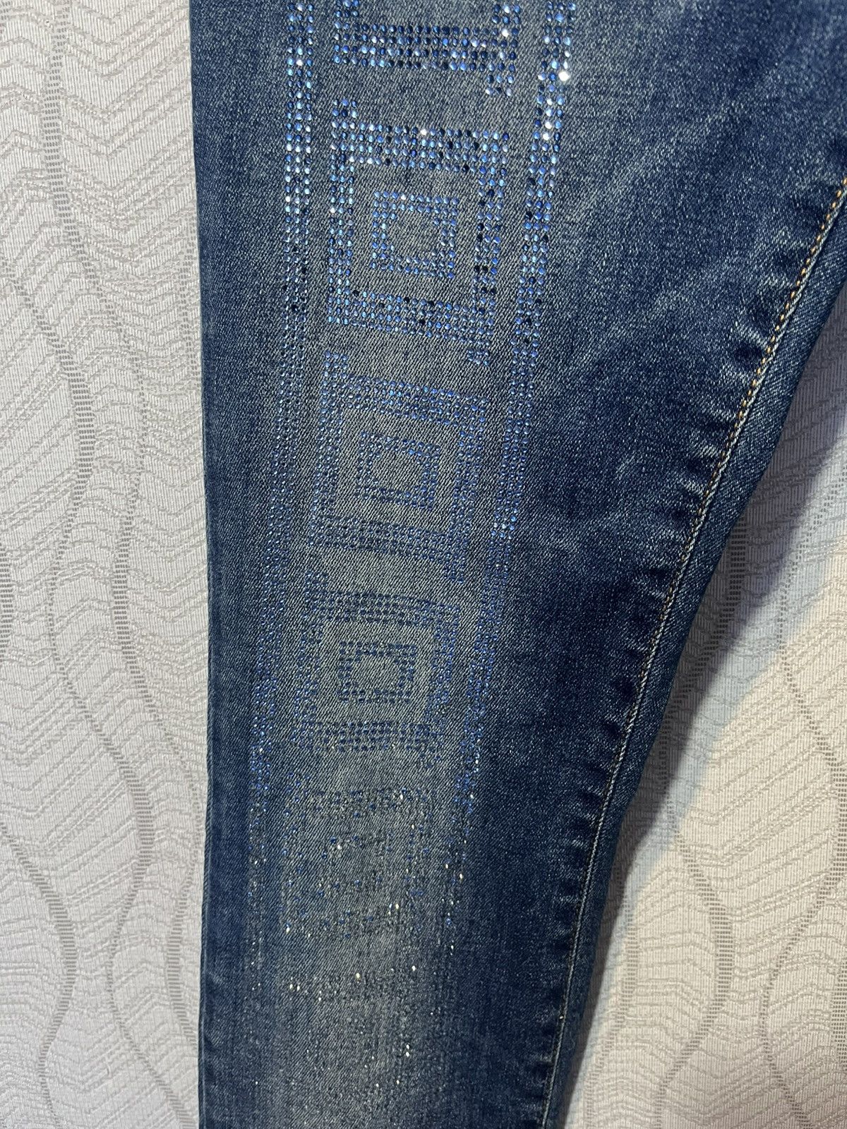 Versace Gianni Versace Blue Slim Jeans Strass Lamp Shade Size 26" / US 2 / IT 38 - 5 Thumbnail