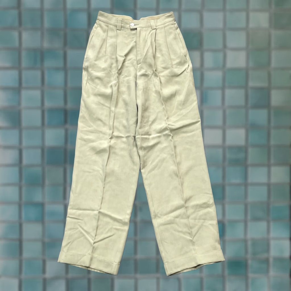 Tommy Bahama Tommy Bahama Pants Womens 8 Beige Silk Chino Straight Leg Hem Cuffed Pleated Front Zipper Button Size 30" / US 8 / IT 44 - 1 Thumbnail