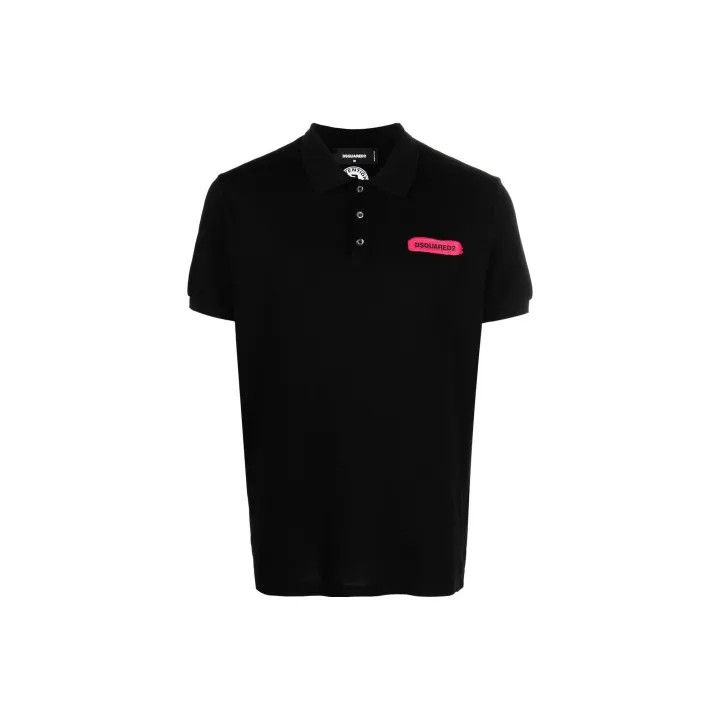 Dsquared2 DSQUARED2 Logo Print Black Polo Shirt 0079 Size US S / EU 44-46 / 1 - 1 Thumbnail