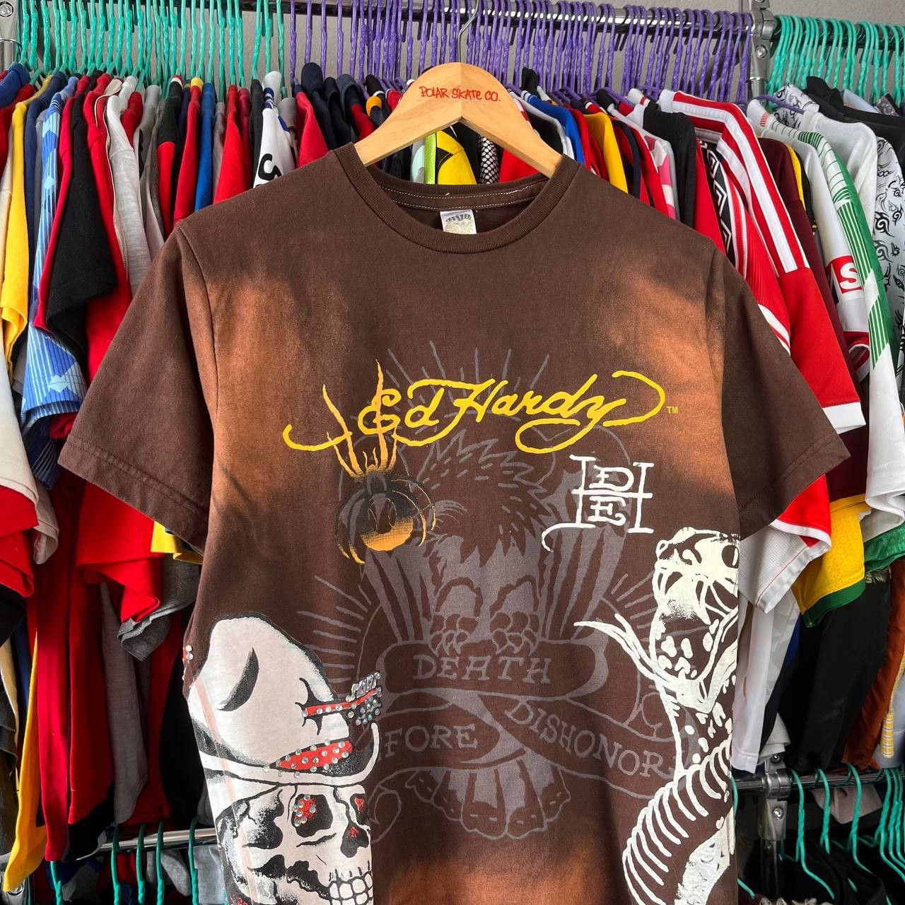 Ed Hardy Vintage Ed Hardy by Christian Audigier Brown Tshirt Size US M / EU 48-50 / 2 - 2 Thumbnail