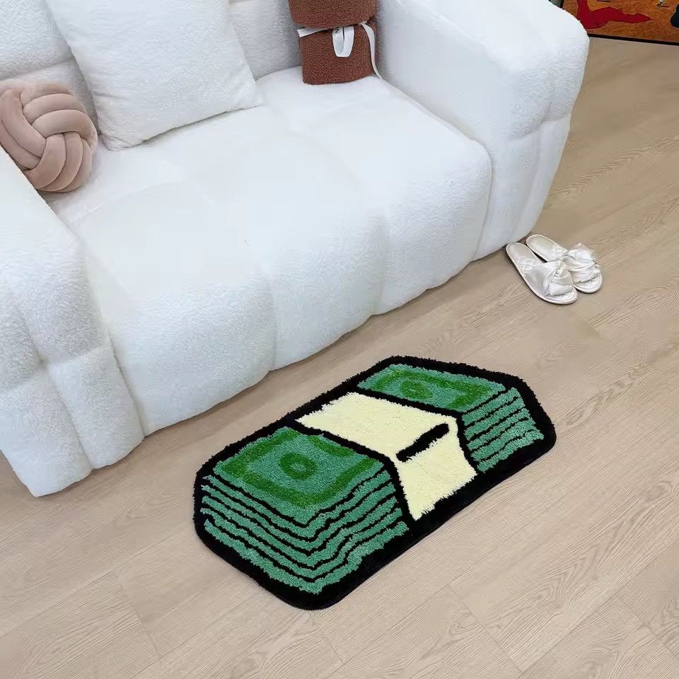 Japanese Brand 80 X 40 cm Cartoon Dollar Green Tufted Rug Size ONE SIZE - 3 Thumbnail