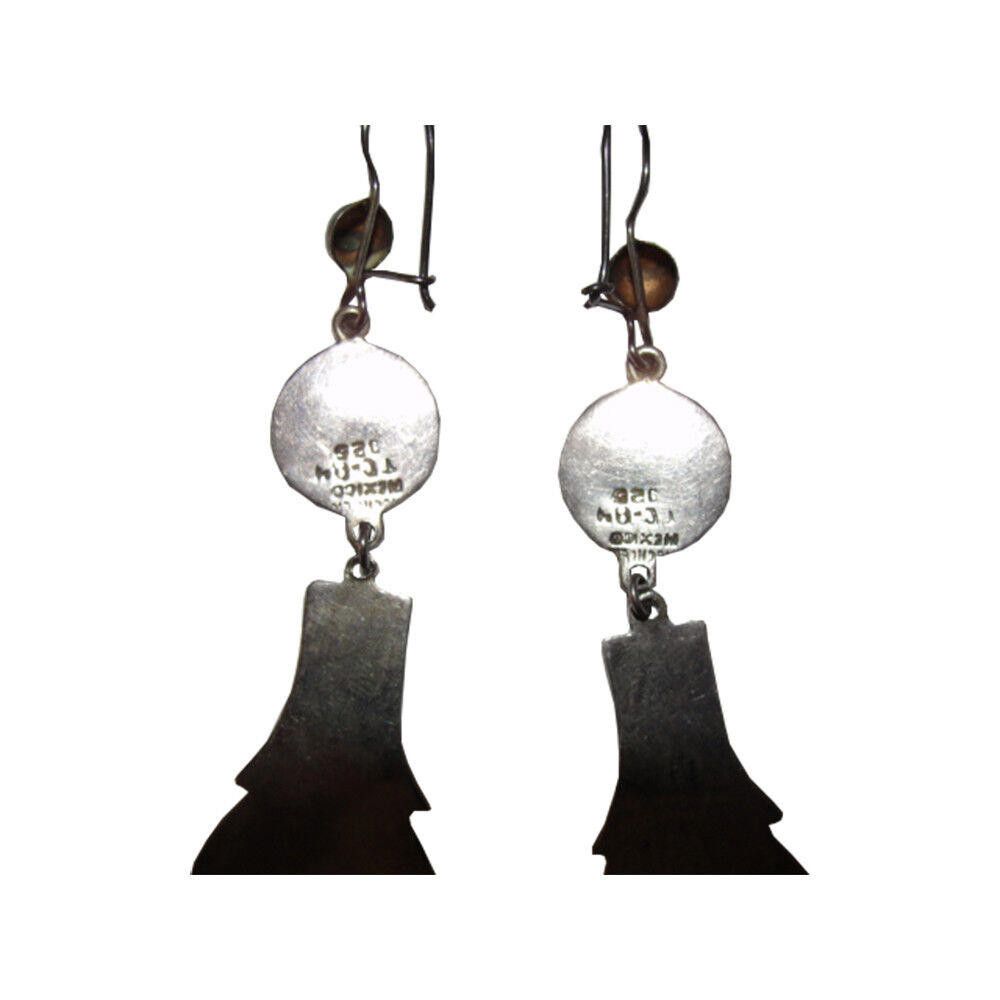 Egyptian Revival Inspired Sterling and Enamel Lotus Earrings