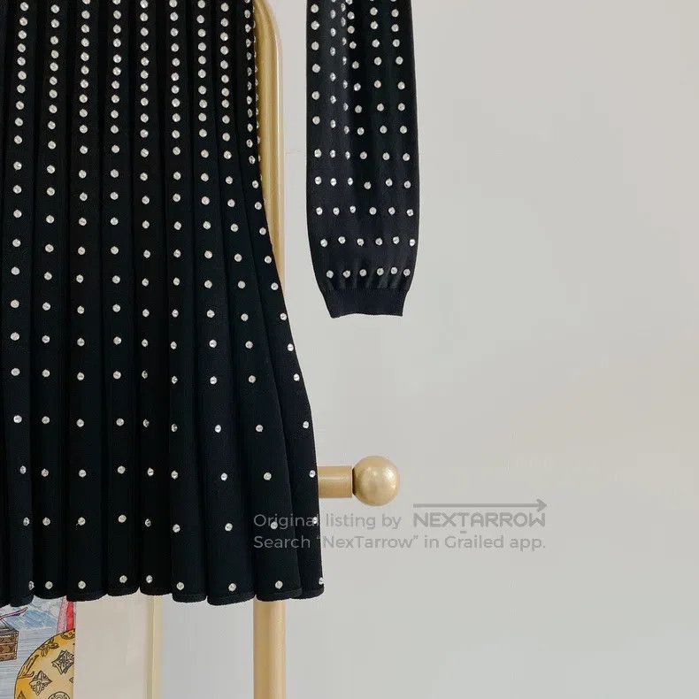 Valentino Valentino Black rhinestone knitted dress Size S / US 4 / IT 40 - 4 Thumbnail