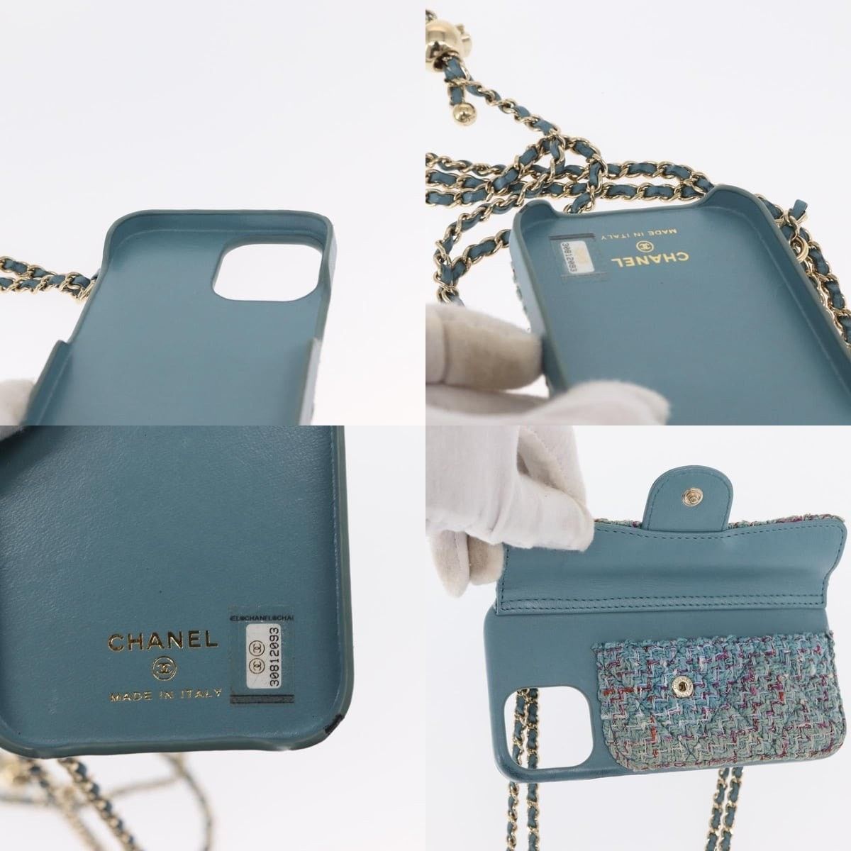 Chanel Chanel Iphone Case Tweed Light Blue CC Size ONE SIZE - 6 Thumbnail