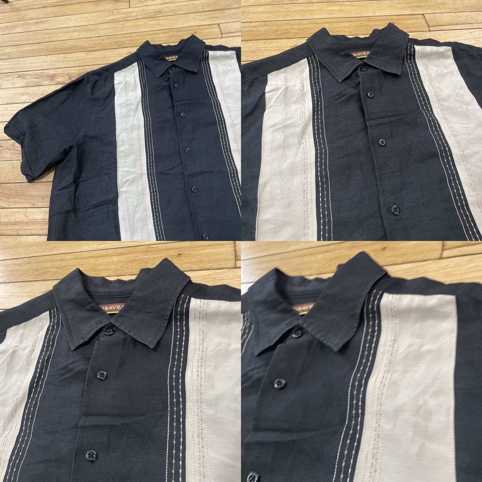 Cubavera VINTAGE Cubavera Ramie Rayon Shirt Men XL Guayabera Cubano Vtg 90s Vertical Stripe Black Size US XL / EU 56 / 4 - 9 Thumbnail