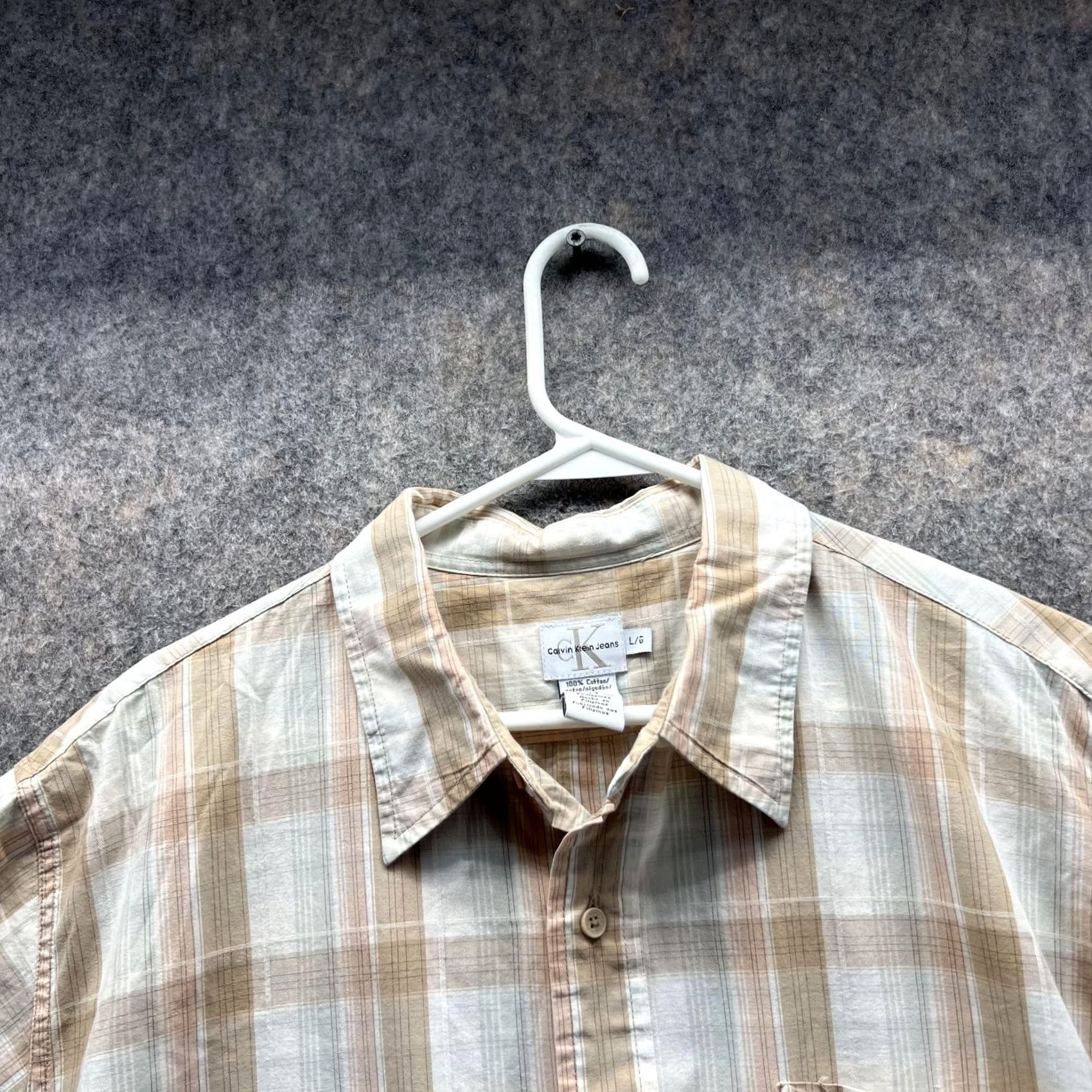 Calvin Klein Calvin Klein Shirt Men Large Khaki Casual Button-Down Plaid Cotton Retro Preppy Size US L / EU 52-54 / 3 - 2 Thumbnail