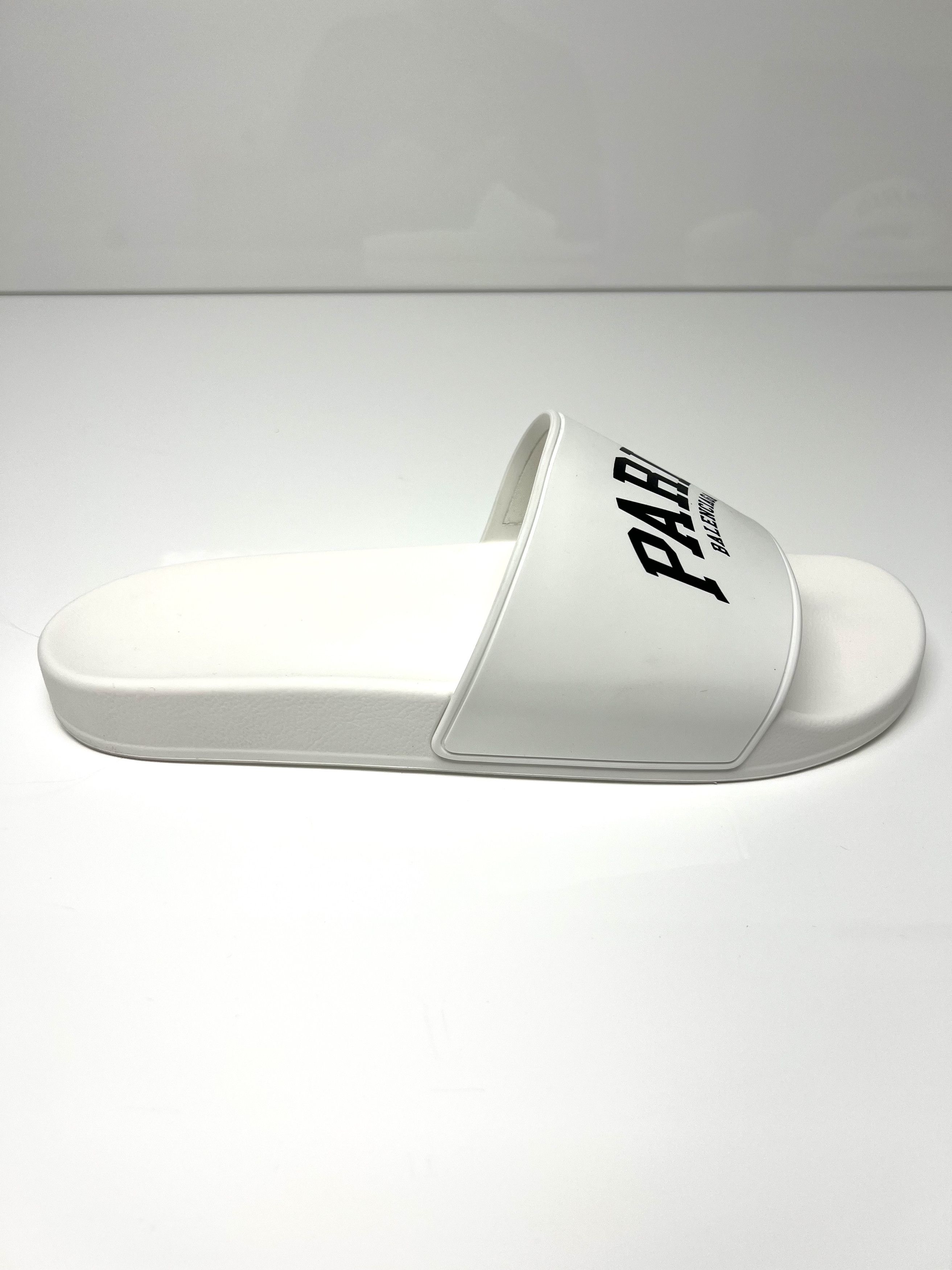 Balenciaga NEW, BALENCIAGA W/ LOGO DESIGN MENS RUBBER SLIDES Size US 12 / EU 45 - 3 Thumbnail