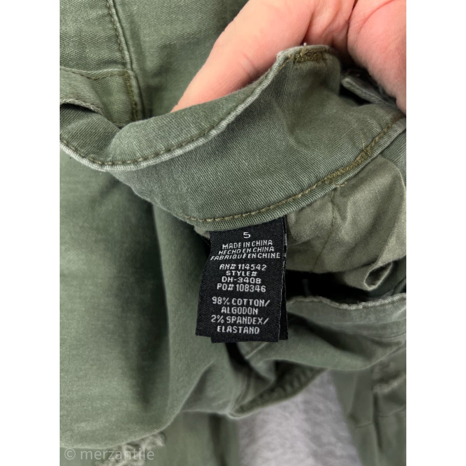 Vintage Dollhouse Womens Pants Cargo 5 Green Army Cotton Blend Distressed Size 27" / US 4 / IT 40 - 5 Thumbnail
