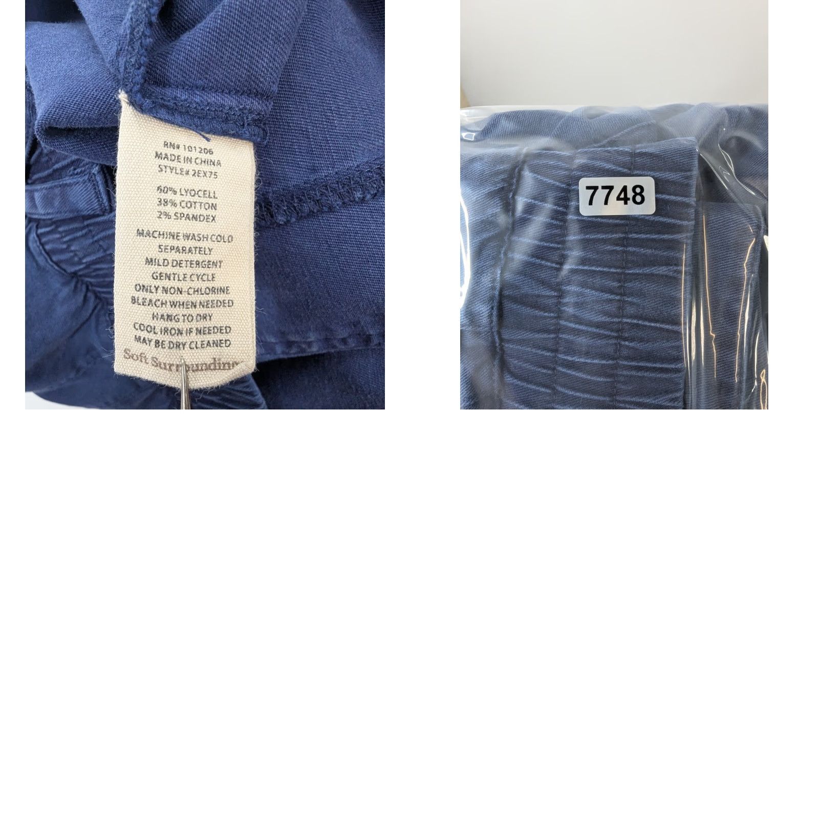 Soft Surroundings Soft Surroundings Blue Pants Cargo Pull On Pockets Eyelet Lace High Rise Casual Travel Linen Lyocell Cotton Spandex Tapered Regular Women" Size 36" / US 14 / IT 50 - 9 Thumbnail