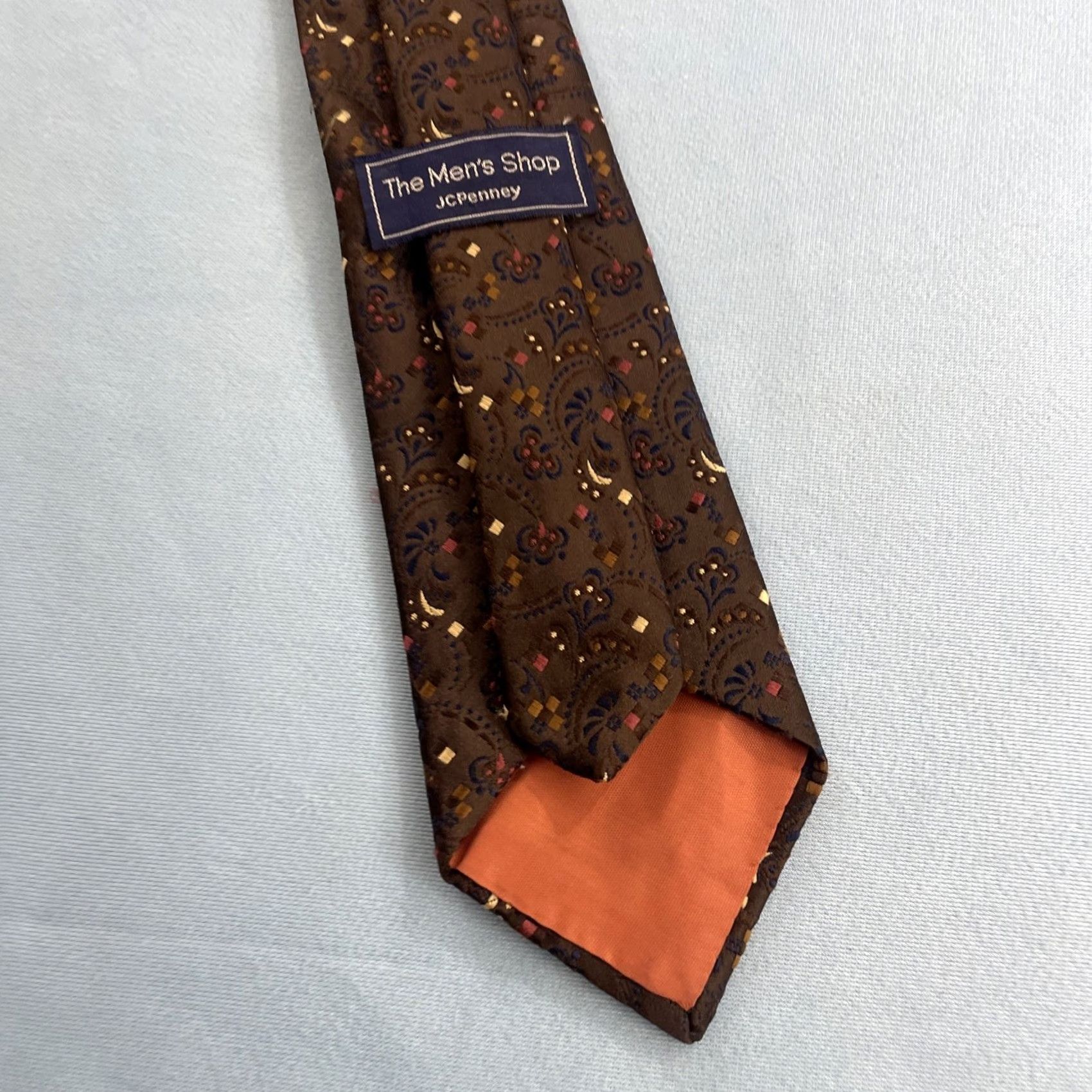 JCPenney VINTAGE JCPenney The Men's Shop Neck Tie Woven Paisley Deco Dot Brown 3x56 Capsule Necktie 1970s Men Tie Brown Size ONE SIZE - 7 Thumbnail