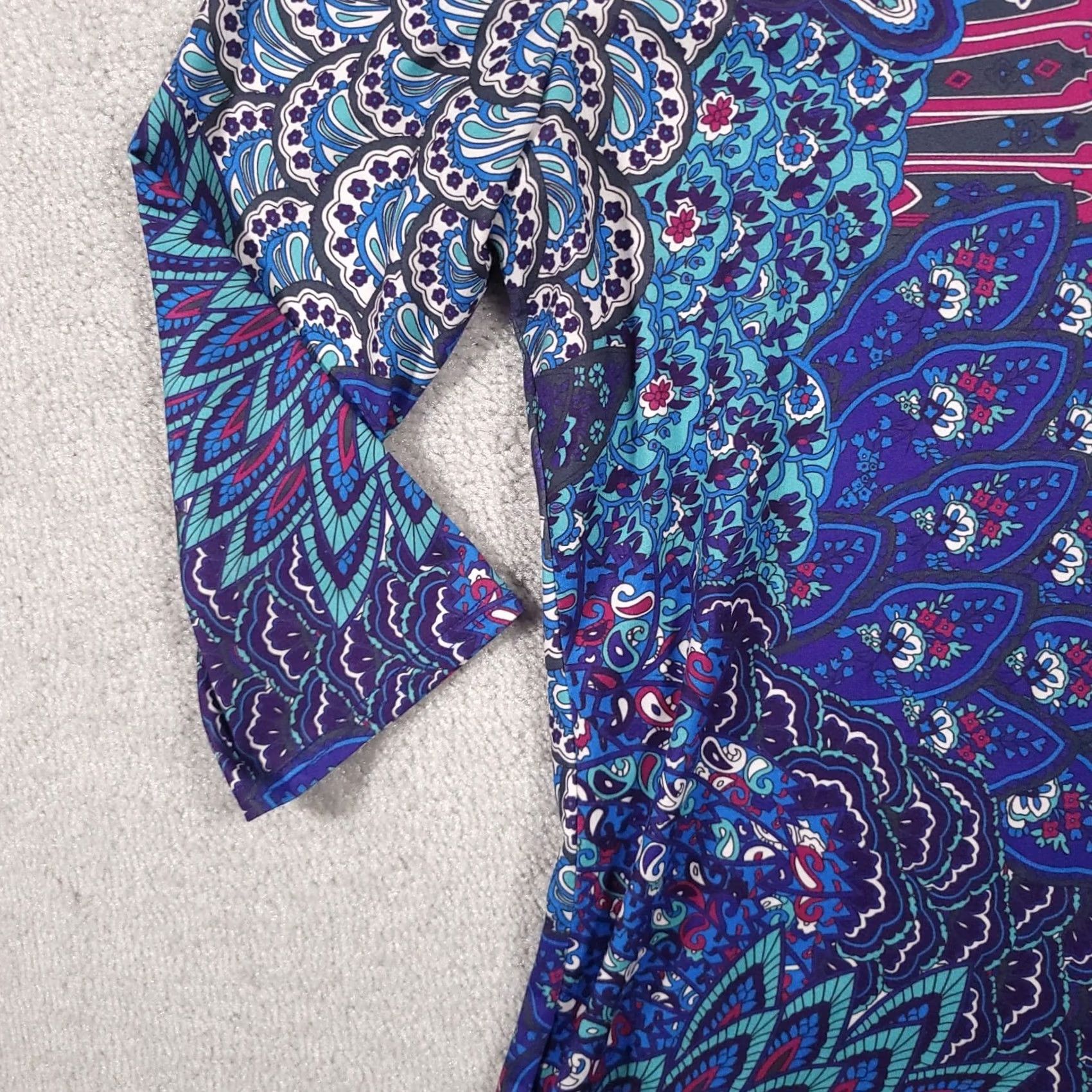 Vintage Tanst Lightweight Tunic Shirt Women's XL Blue Paisley Print V-Neck 3/4 Sleeve Size XL / US 12-14 / IT 48-50 - 4 Thumbnail
