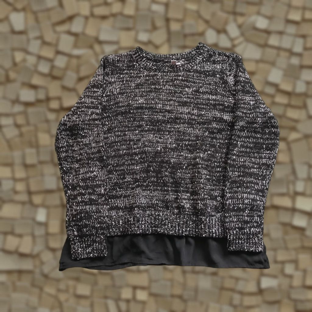 Croft & Barrow Croft & Barrow Sweater Women's Large Black White Pullover Crew Neck Casual Knit Size L / US 10 / IT 46 - 1 Thumbnail