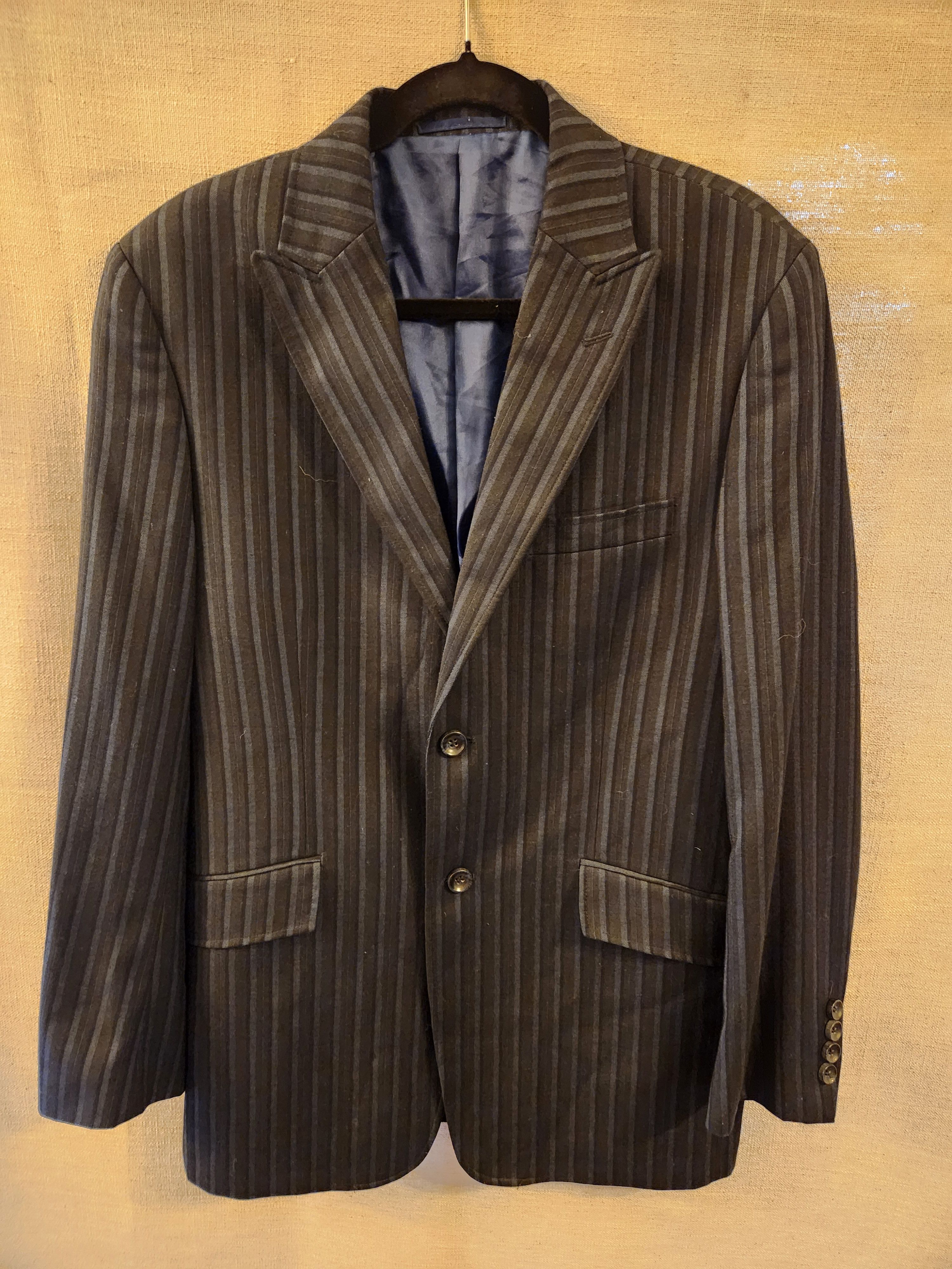 J Ferrar NWOT Men's Blue Striped Slim Fit Blazer Size 42R - 1 Thumbnail