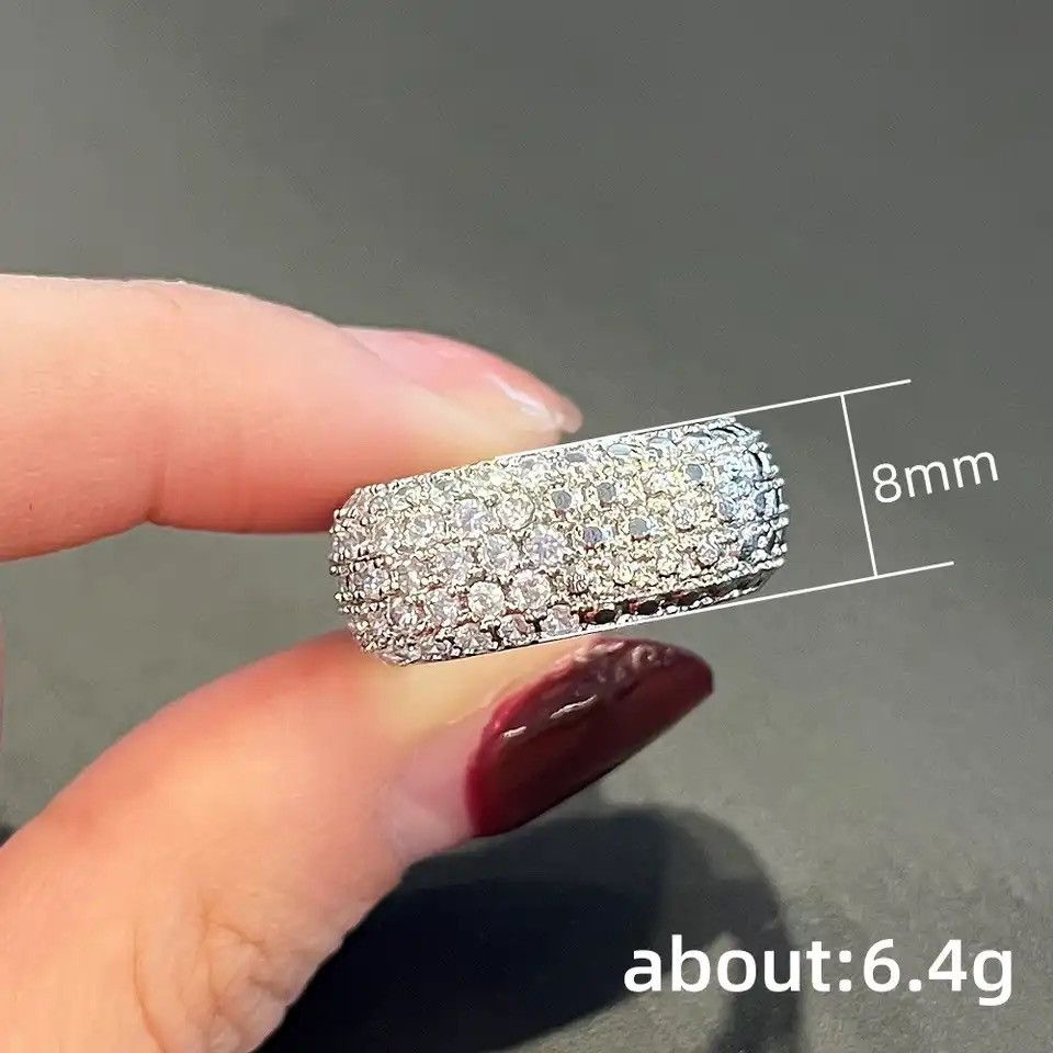 Jewelry × Vintage Cubic Zirconia Rings Geometric Square Band Design Luxury Size ONE SIZE - 6 Thumbnail
